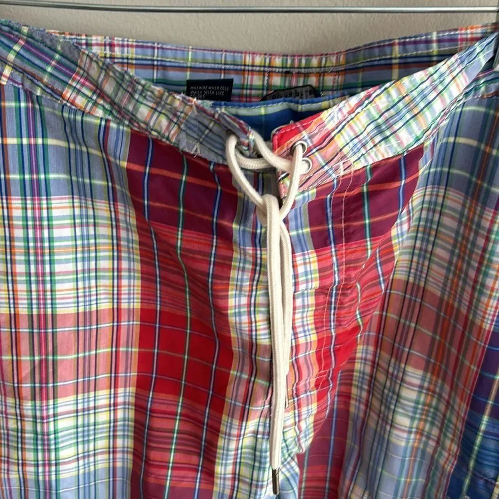 Polo Ralph Lauren 38 Mens Board Shorts Plaid Pockets